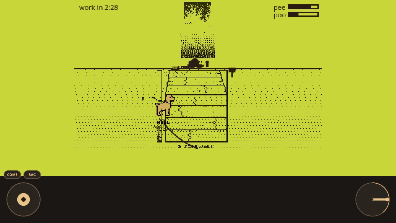 Go Momo Go first-person walk on a lime Game Boy LCD